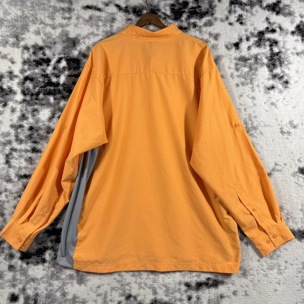 Bimini Bay Shirt Mens Size Extra Large Orange Pockets Fishing Performance‎